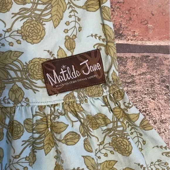 Matilda Jane‎ Girls Box Canyon Big Ruffles Sz 6 Flare Floral Aqua Green - Picture 3 of 7